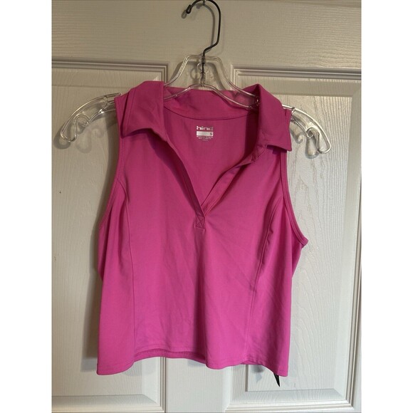 Hind Women’s Size Small Pink Polo Sleeveless Cropped Shirt - Picture 2 of 9